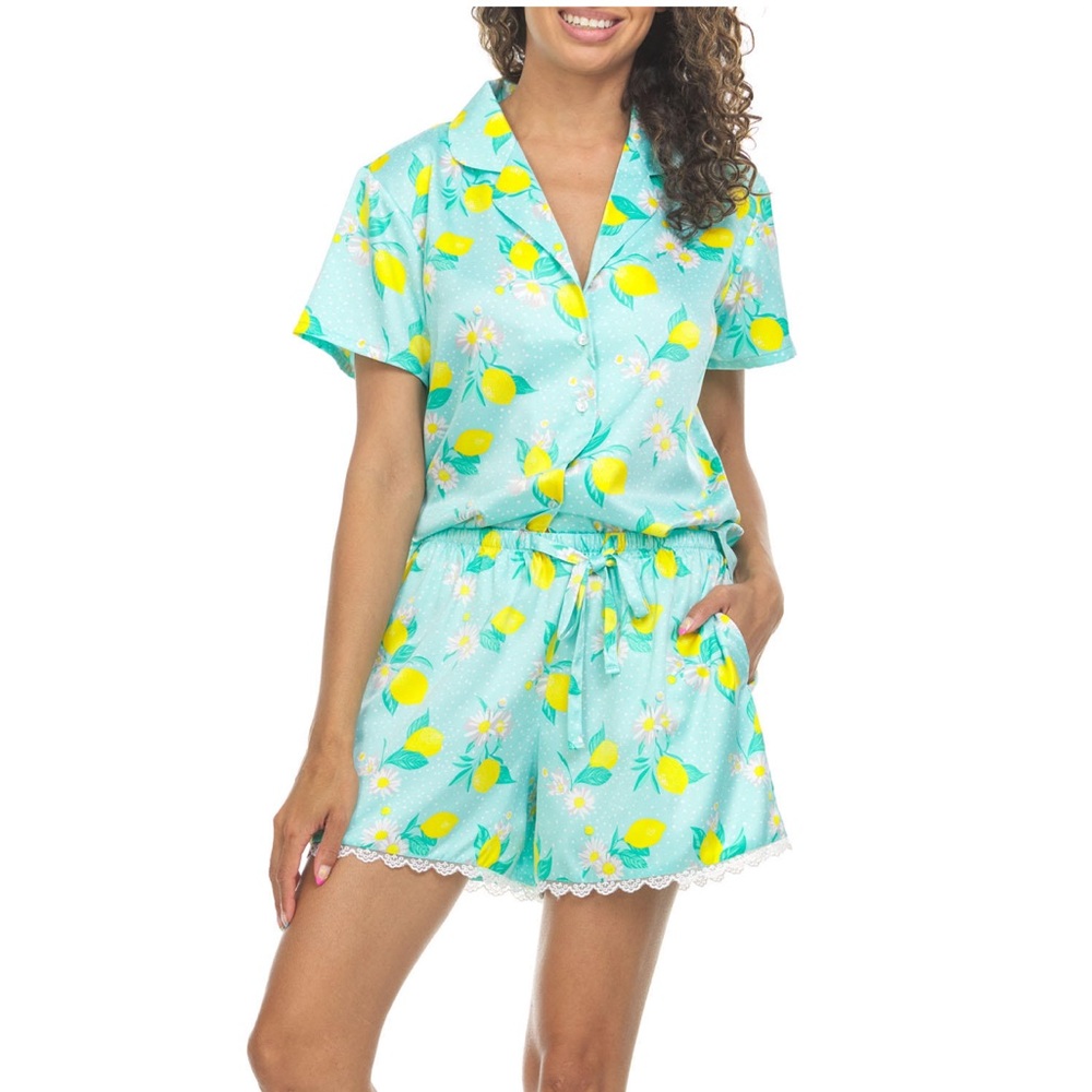Flora by Flora Nikrooz Ladies Satin Notch Collar PJ Set NWT Large